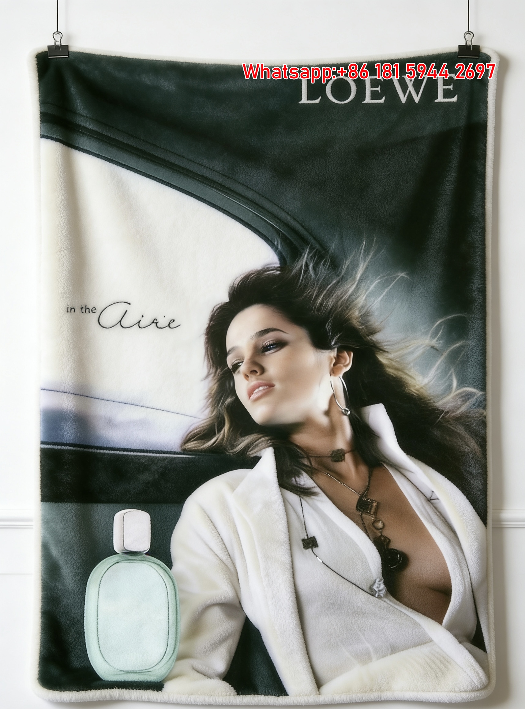LOEWE Aire Luxury Designer Flannel Fleece Throw Blanket Premium Sofa Blanket for Home Decor L300